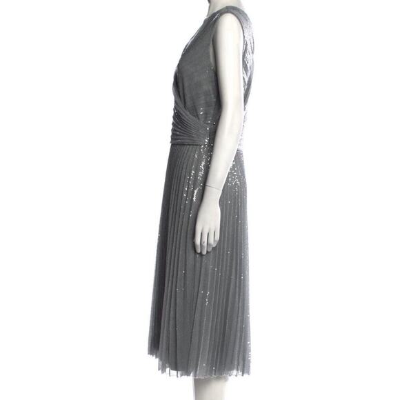 Ralph Lauren Collection Embellished Fit Flare Pleated Sequin Midi Dress 10 $6K - Picture 6 of 9
